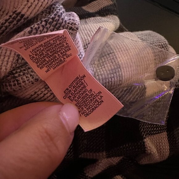 NWT VS Victoria's Secret Thermal Romper One Piece Plaid Black White Large - Picture 4 of 5